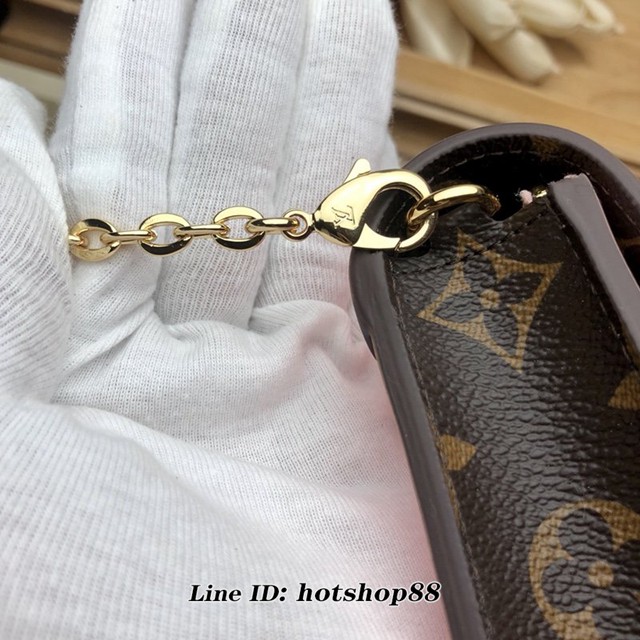 路易威登LV錢包 LV漆光小牛皮女士錢包 M63326 粉色 Cherrywood鏈條錢夾 xxlv1015